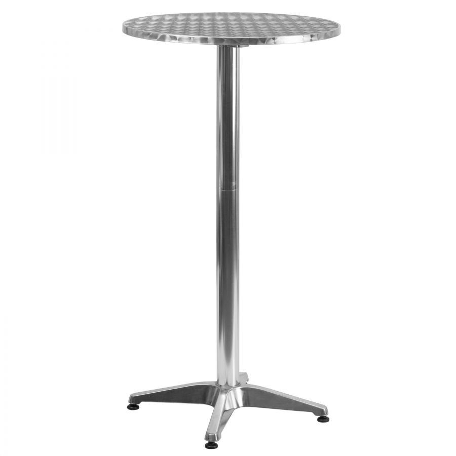 Budget Collection 24" Round Aluminum and Stainless Steel Bar Table with Folding Top