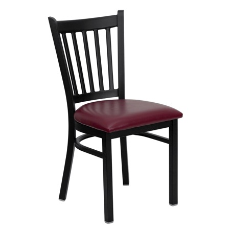 Black Vertical Back Metal Chair with Vinyl Seat