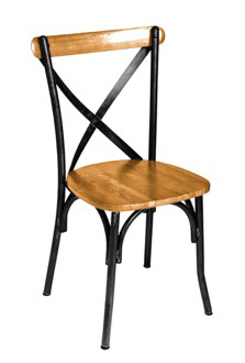 Henry Steel Crossback Chair with Natural Wood Seat