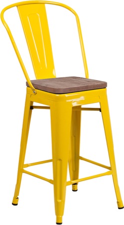 Tolix Counter Stool + Wood Seat