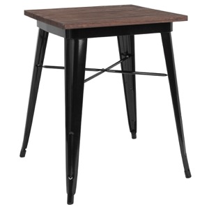 23.5" Square Tolix Cafe Table+Wood Top