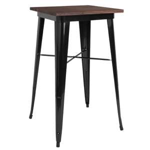 23.5" Square Tolix Bar Height Cafe Table+Wood Top