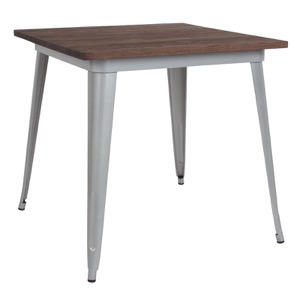 31.5" Square Tolix Cafe Table+Wood Top