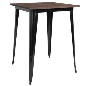 31.5" Square Tolix Bar Height Cafe Table+Wood Top