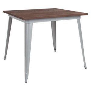36" Square Tolix Cafe Table+Wood Top