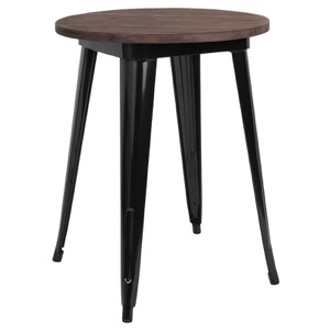 24" Round Tolix Cafe Table+Wood Top