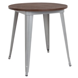 26" Round Tolix Cafe Table+Wood Top