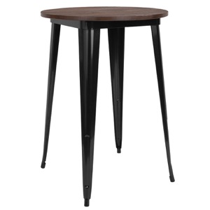 30" Round Tolix Bar Height Cafe Table+Wood Top