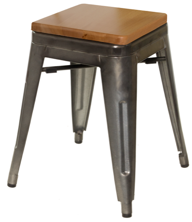 Galvanized Steel Backless Bar Stool with Wood Seat -18
