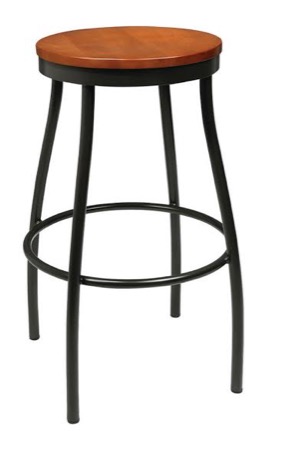 Rustic Wood Backless Barstool with Metal Frame
